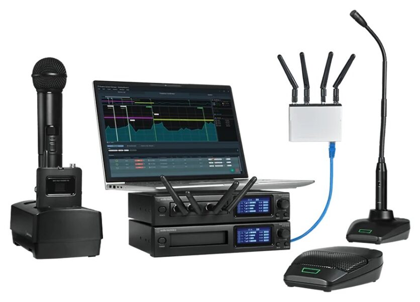 Audio-Technica networked digital wireless system with charging, gooseneck and boundary microphones