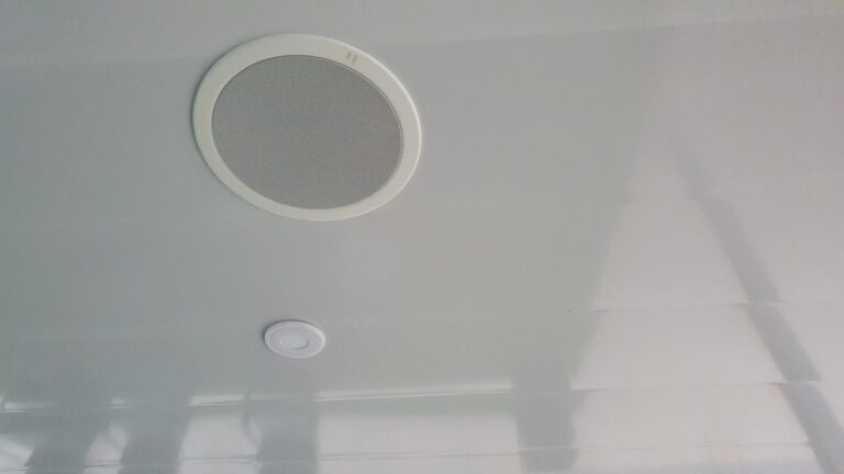 Ceiling speaker in the rooftop lounge