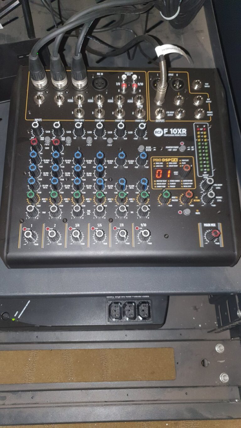 RCF F 10XR mixer in the boardroom rack