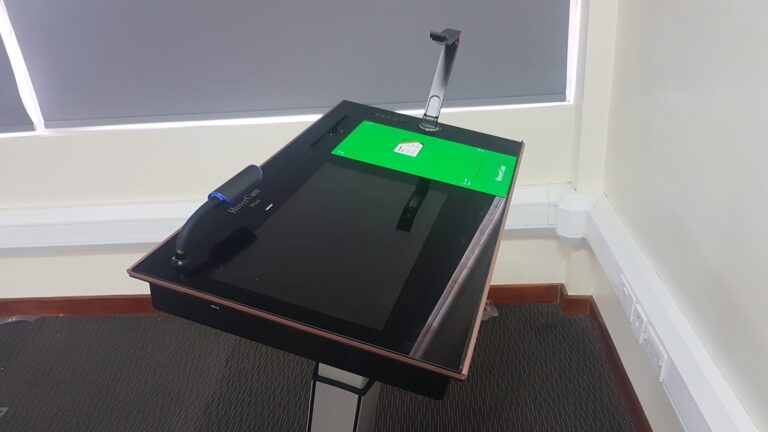 HoverCam Pilot smart lectern with touch screen and document camera