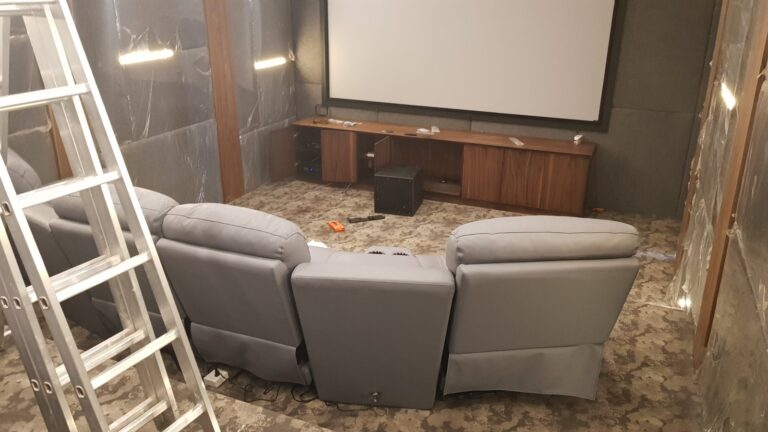 Home cinema recliner seating facing the screen