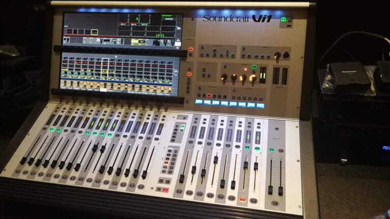 Soundcraft Vi1 digital mixing console in the control booth