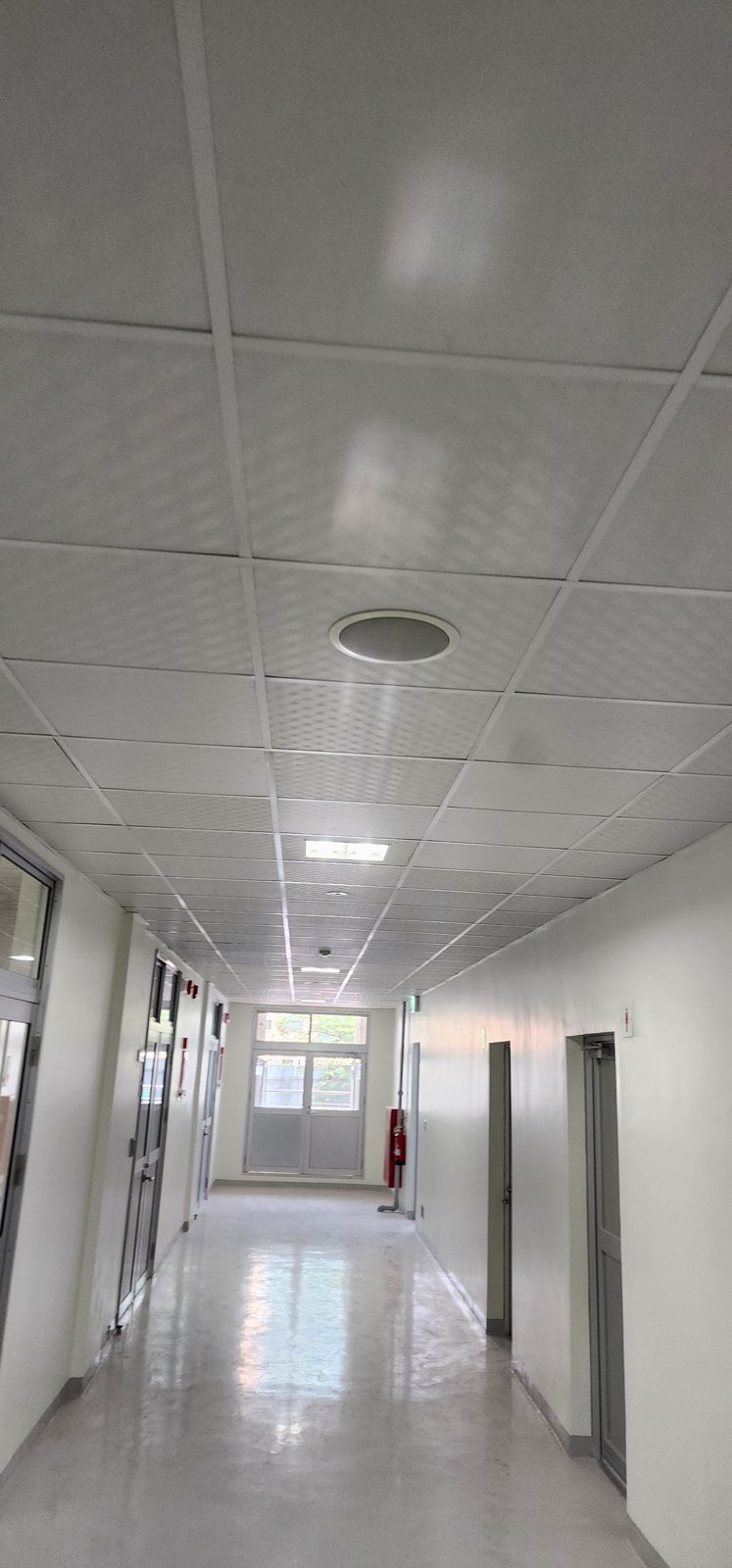 Corridor with ceiling speaker