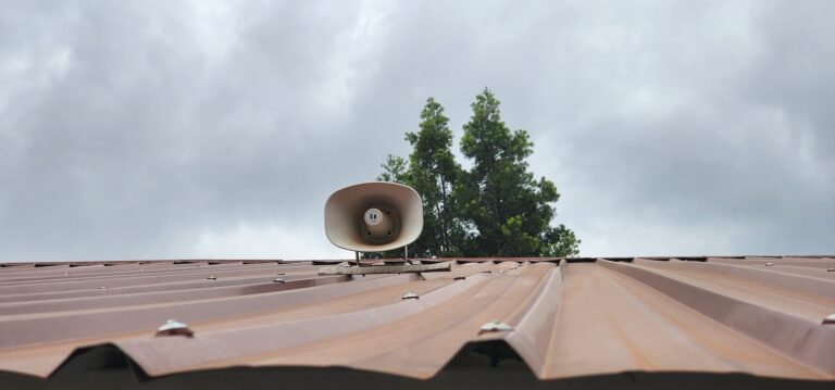 Horn speaker on the roof ridge