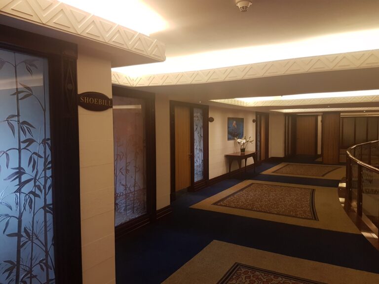 Corridor of meeting rooms at the Kampala Serena Hotel