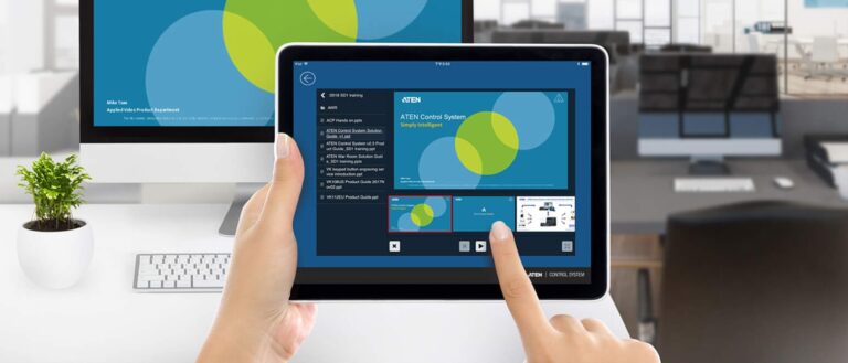 Controlling a room from a tablet with an AV control system