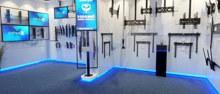 Display wall, ceiling and floor mounts on show