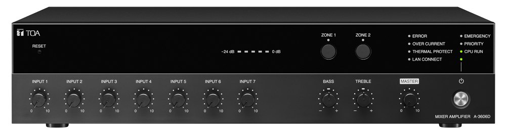 TOA mixer amplifier with two zones and network connection