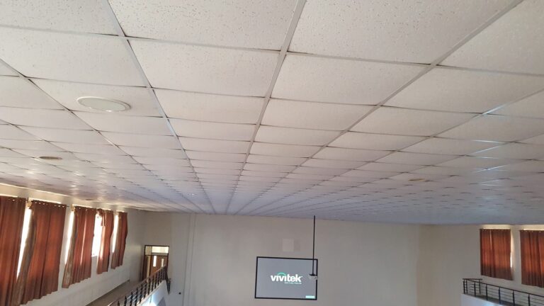 Ceiling speakers in the auditorium