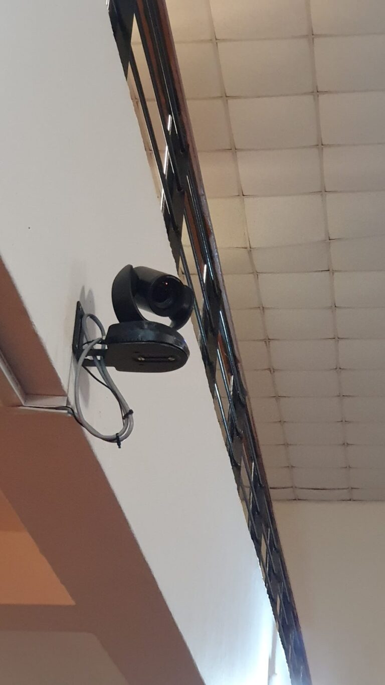 PTZ video conferencing camera on the balcony front