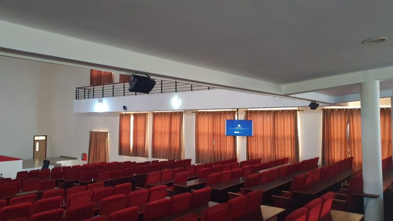 Side speaker, repeater display and PTZ camera along the balcony