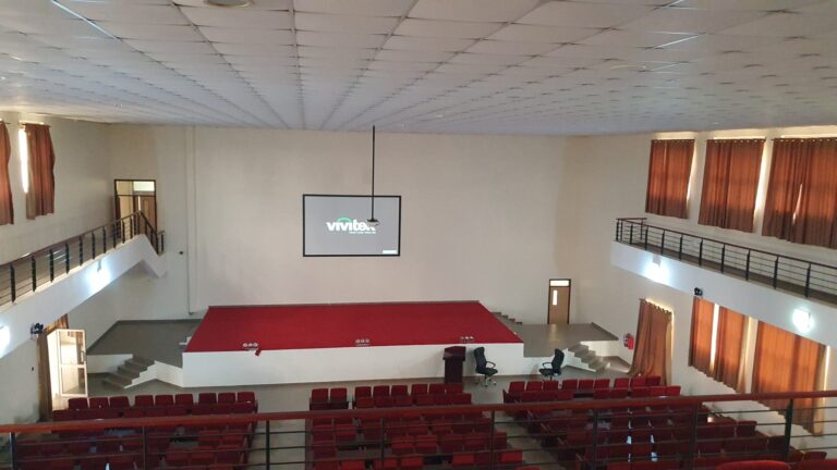 Auditorium with laser projection screen and balconies