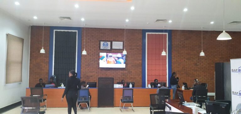 Uganda Baati customer centre with digital signage screen